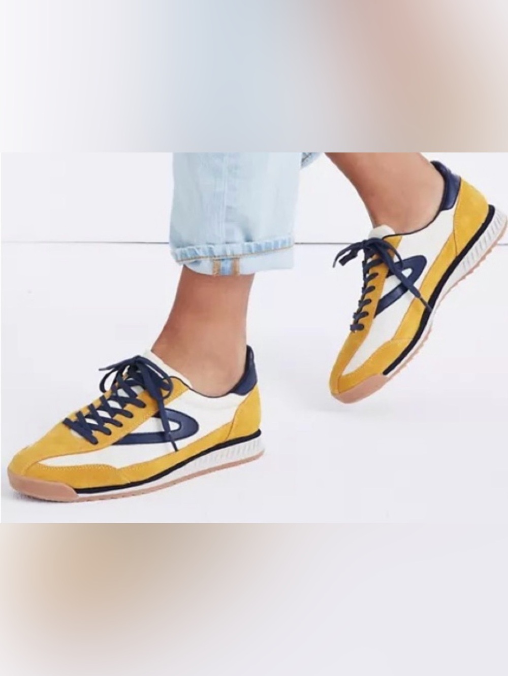Tretorn Rawlins II Yellow Blue Retro Sneakers Sz 7 women’s suede excellent cond!